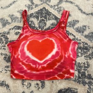 pink tie-dye heart tank top, never worn, size xs